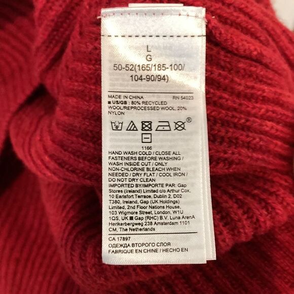 Banana republic Italian yarn thick ribbed half zip collared red sweater size l - Picture 8 of 14